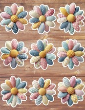 Patchwork Sunflower Die Cut Vinyl Stickers Set Scrapbooking Laptop Waterbottle