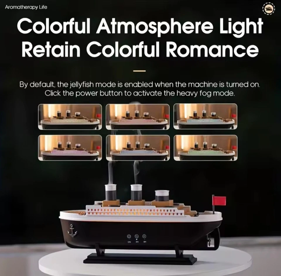 Titanic Ship 250ml Air Humidifier & Aroma Diffuser | Remote Control Fancy  - Image 2 of 4