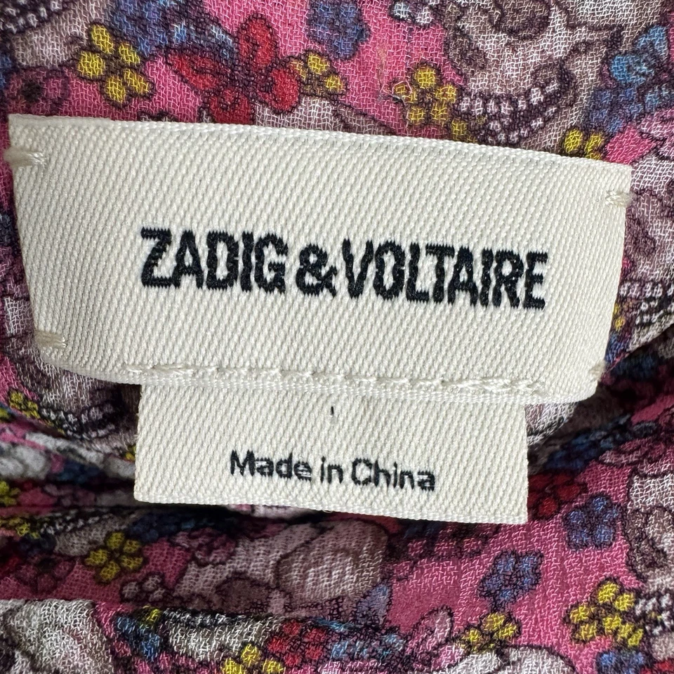 ZADIG & VOLTAIRE JAVALA Mousseline TDM Mini Skirt Skull Print SIZE 38 -Altered - Image 3 of 4
