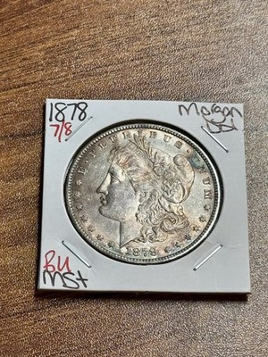1878 7/8TF Morgan Silver Dollar BU Uncirculated MS+ Toned Key Date (Raw18010)