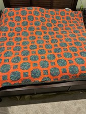 Vintage Handmade 93 x76 Quilt, Octagon Pattern, sewing machine quilted, Perfect