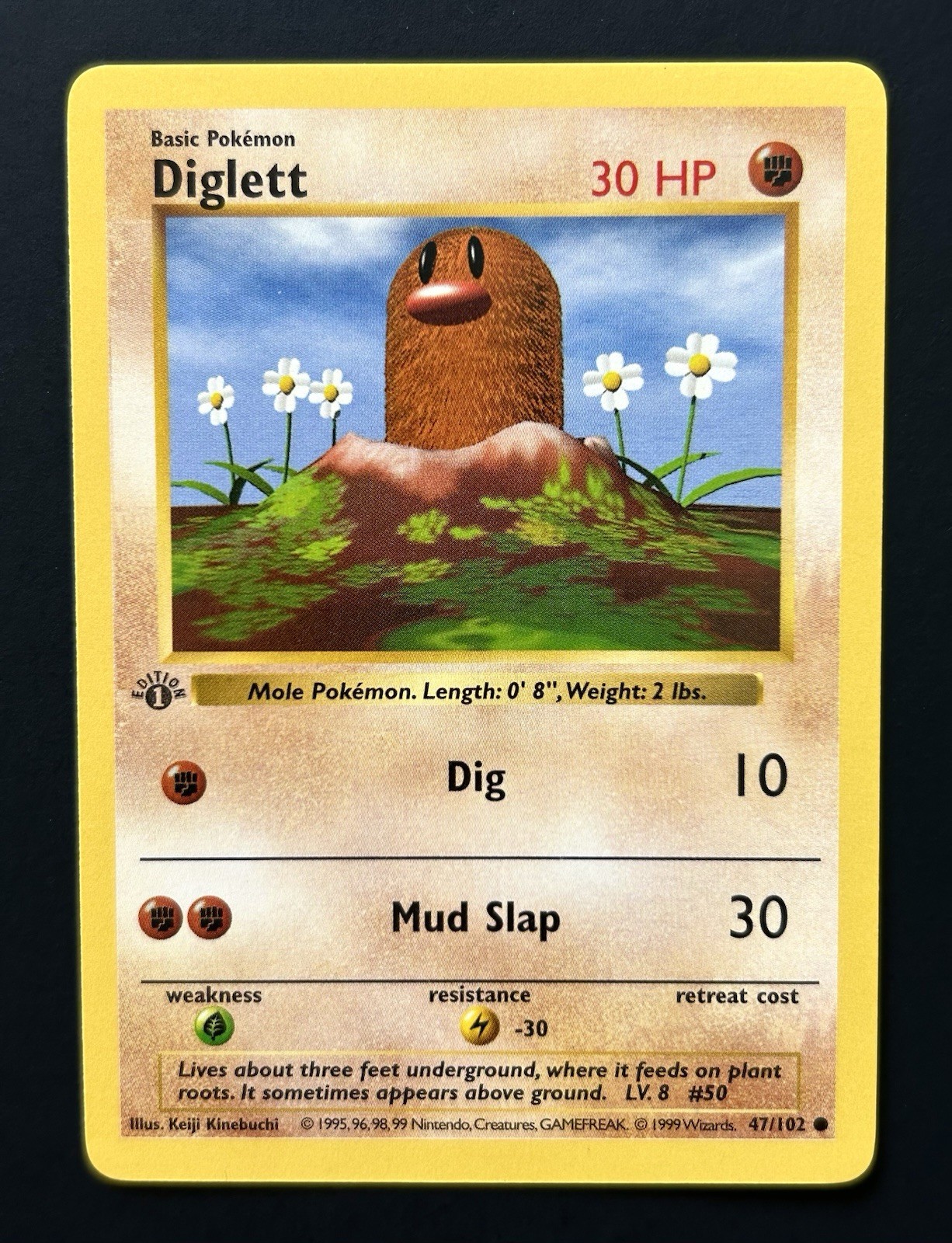 Pokemon Card - Diglett 1st Edition Base Set Shadowless 47/102