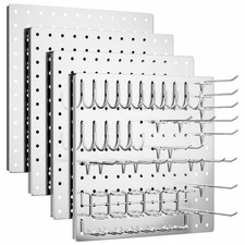 FZK Peg Board, 4 Pack Metal Pegboard Kit,Silver Pegboard Wall Organizer with