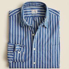 J Crew Secret Wash Cotton Poplin Shirt w/ Point Collar Size Small in Blue Stripe