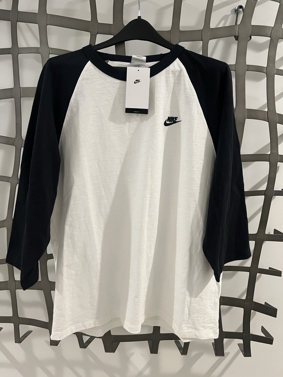 Mens Nike Sportswear Club 3-4 Sleeve Raglan Top_Black/White IF0755