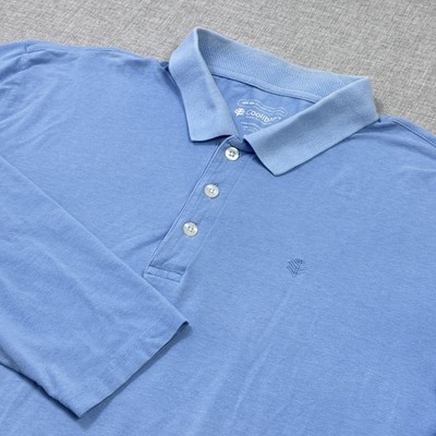 Coolibar Long Sleeve Polo Shirt Mens XL Blue Collared UPF 50+ Cotton Bamboo