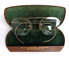 Antique Vintage Shuron Rimless 12K Gold Filled Eyeglasses w Case Very Good