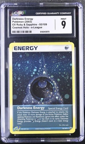 CGC 9 Darkness Energy 93/109 EX Ruby & Sapphire Cosmos Holo E-League Pokemon
