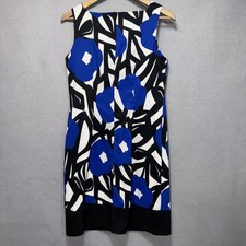 AB Studio Floral Sleeveless Sheath Knee Length Dress Womens Size 10 Blue