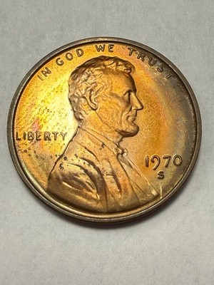 ** 1970-S PROOF LINCOLN CENT- OBVERSE TONER -  BEAUTIFUL COIN- PRICED TO SELL  
