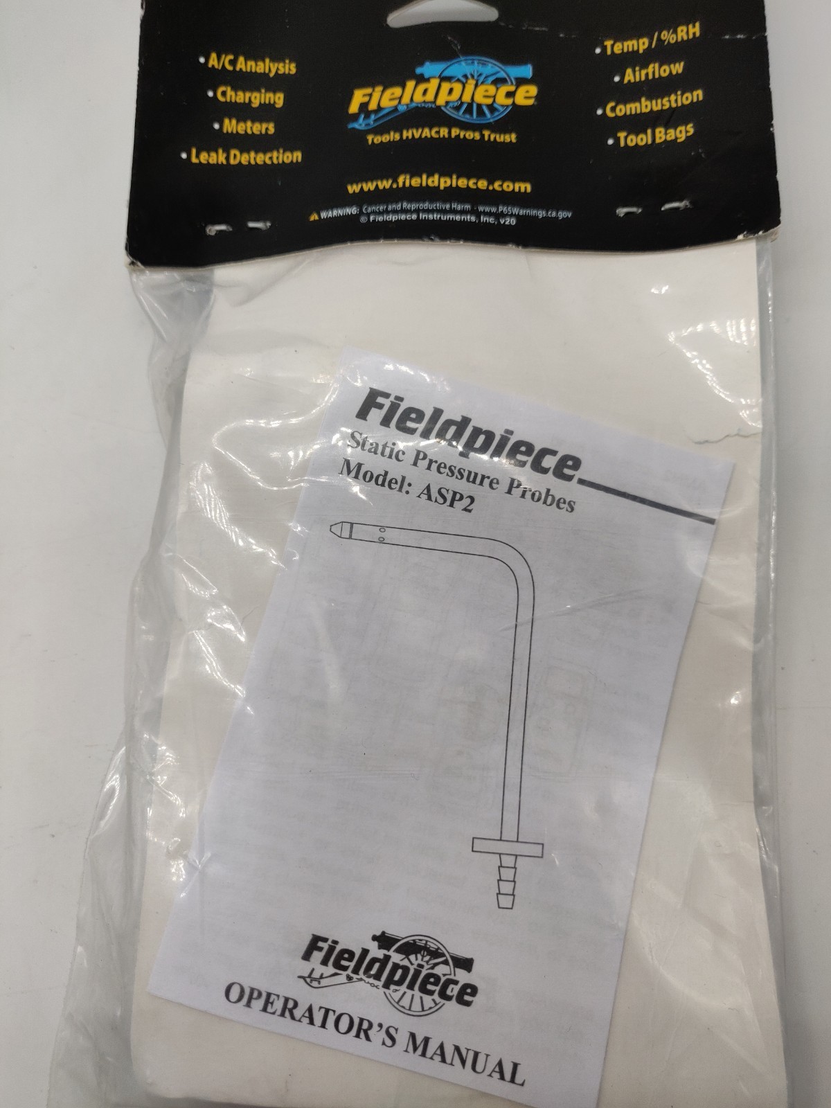 FIELDPIECE STATIC PRESSURE PROBES 2/PK ASP2 New-Old Stock