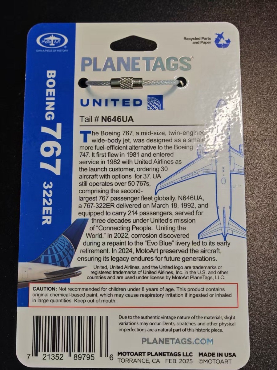 UA United Airline Planetags B767-300ER N646UA | eBay