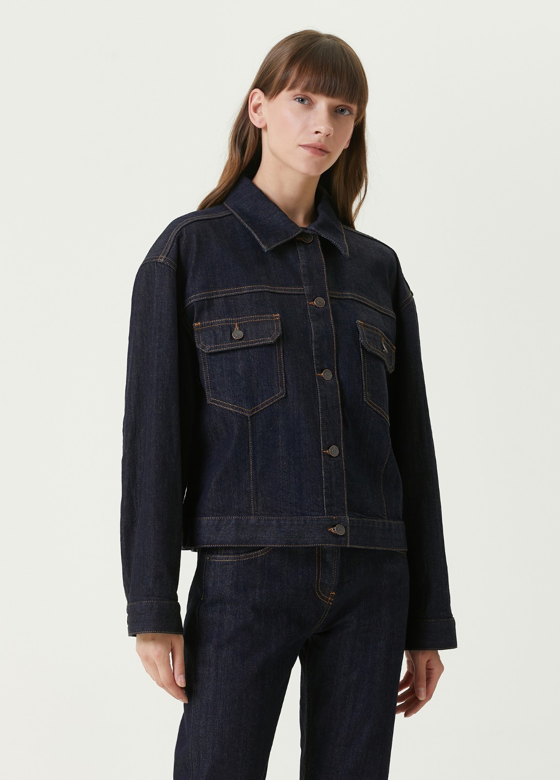 (NO CUSTOMS TAX) THE ROW Ness navy blue oversized denim jacket Size Large