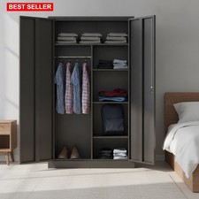 Steel Storage Cabinet 72 In Tall Lockable Metal Locker with Shelves