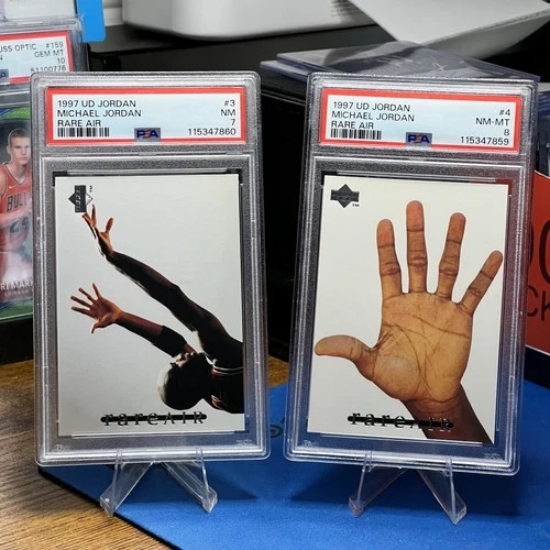 1997 Upper Deck Jordan Rare Air Michael Jordan #3 & #4 PSA 8 BOTH CARDS