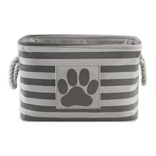Bone Dry Striped Paw Patch Bin, Small Rectangle, Gray