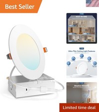 1 Pack 4 Inch 5CCT Ultra-Thin LED Recessed Ceiling Light with Junction Box