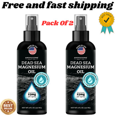 Magnesium Oil Spray - Large 8oz Size - Extra Strength - 100% Pure for (Pack 2)