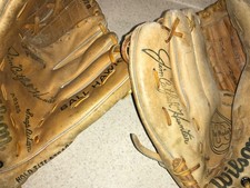 Vintage Jim  Catfish  Hunter WILSON Baseball Gloves Two 2 PRO MODEL BALL HAWK