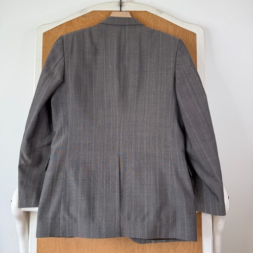 Bespoke Suit Mens 40R Gray Pinstripe 2 Button 100% Wool Canvas Vintage 80s 32x28 - Picture 12 of 21