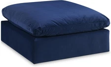 189Navy-Ott Comfy Collection Modern | Contemporary Velvet Upholstered Ottoman wi