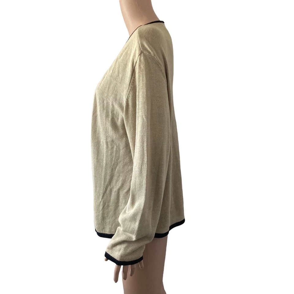 Vintage United States Sweater Womens XL Linen Blend Twofer Beige light Brown - Image 4 of 4