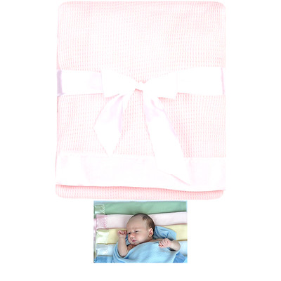Thermal Waffle Weave Baby Blanket with Satin Nylon Trim ...