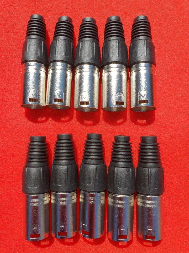 10 enchufes XLR, EXCELENTE CALIDAD PINTO 10 PIEZAS 3 polos PA Audio NUEVO
