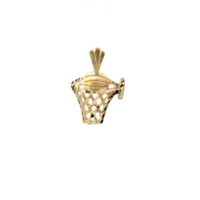 14k Gelbgold Basketballkorb Charm Halskette Anhänger ~ 1,0g