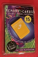 FREE SHIPPING Nyko PlayStation PS1 Memory Card Yellow 15 Blocks Data NEW/SEALED
