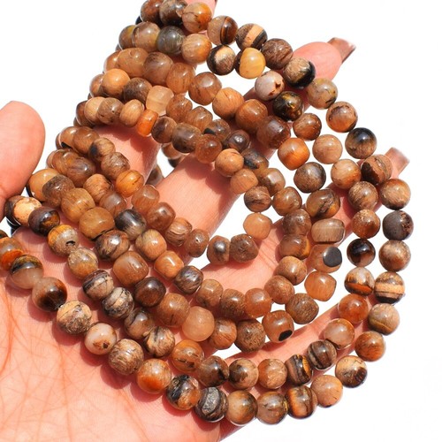 5 Strand 961 Cts Natural Tiger Eye Round Shape Beaded Necklace Jewelry AK 22E492 - Picture 4 of 8