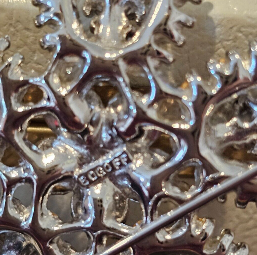 Signed Bogoff Vintage Star Clear Rhinestone Brooc… - image 7