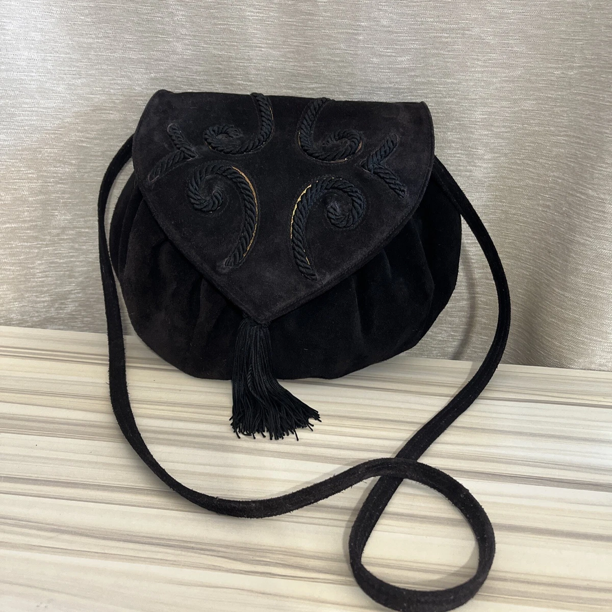 Vintage Dillards Black Leather Shoulder Bag Purse