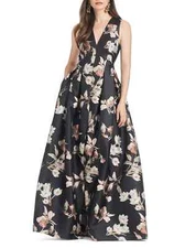NEW, SACHIN & BABI Brooke Floral Mikado Sleeveless Gown Size 4 #EP104