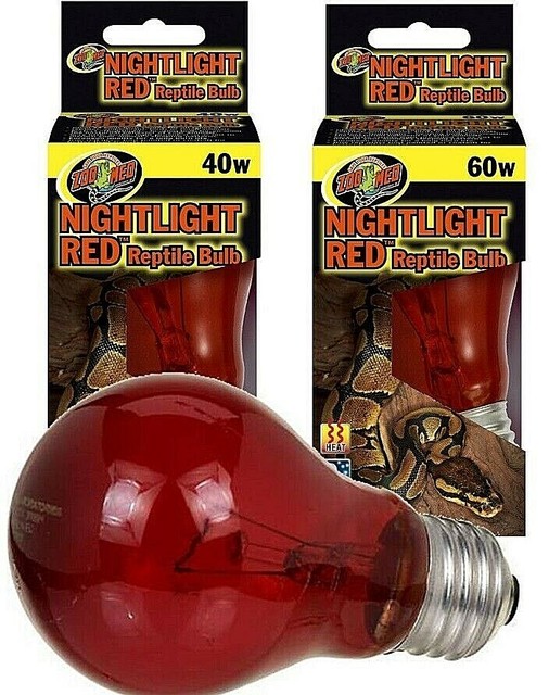 Reptile Heat & Night Light Bulb Red Zoo Med LongLast Nightlight Bulbs 40W 60W eBay