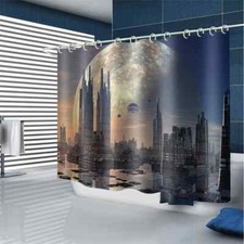 High-Rise Buildings 3D Shower Curtain Waterproof Fabric Bathroom Decoration