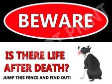 Beware of American Staffordshire Terrier Life After Death Dog Wall Sign or Decal