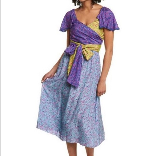 Tanya Taylor Teigan Dress Sz 2 Confetti Multicolor Purple Silk