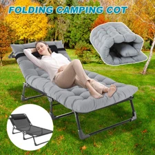 SLSY Adjustable 4-Positions Reclining Folding Cot Portable Chaise Lounge Chair