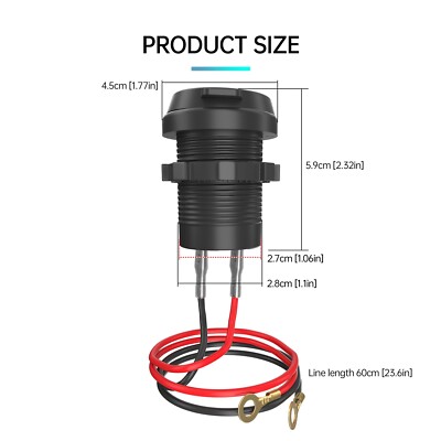 cigarette lighter socket dimensions Car Cigarette Lighter Socket Dual USB Type-C Quick Charging Power Outlet  w/Wire