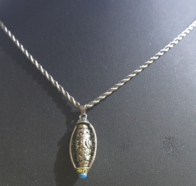 Ommana padme hum rotatableTibetan Buhist stainless steel necklace 24''