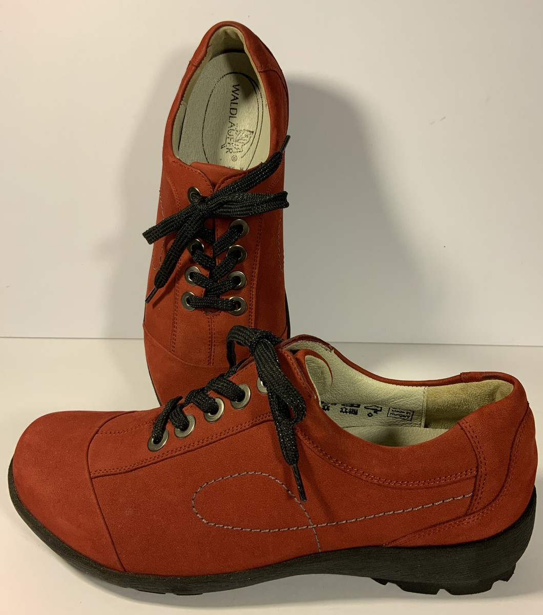 Waldlaufer Luftpolster Weite Comfort Shoes UK US 1/2 Red Suede  Nubuck
