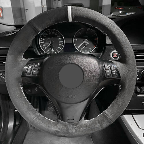Steering Wheel Suede Leather Cover Trim For BMW M Sport 1 3 Series E82 E87 E90 - Picture 3 of 18
