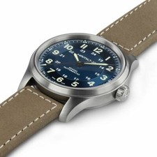 Hamilton Khaki Field Titanium Auto Blue Dial Leather Band Men's Watch H70545540 2