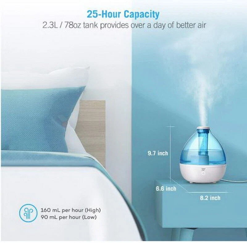 TaoTronics TT-AH010 2.3L Cool Mist Ultrasonic Humidifier DI58 - Image 2 of 4