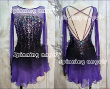 Marvellous Ice Skating Figure skating Dress Gymnastics Costume purple dyeing