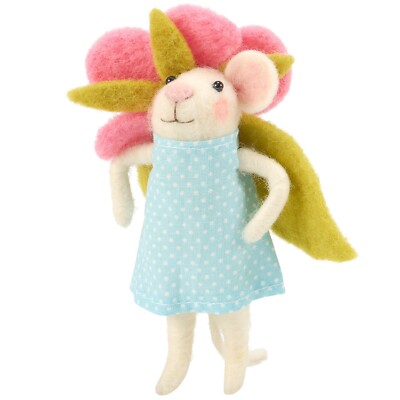 Primitives by Kathy Felt Flower Mouse Critter Figurine Gift Spring Easter Floral
