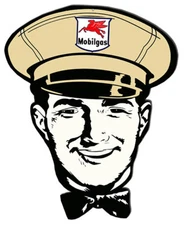 Mobil Gas Attendant Reproduction Cut Out Metal Sign 18.9x23