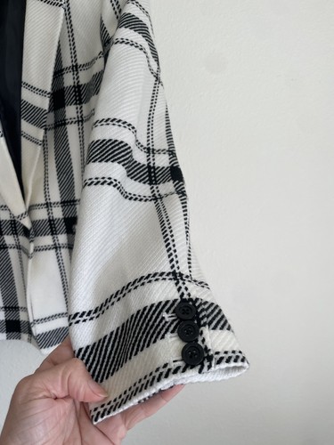Anne Klein Blazer Anzug Separates Sakko Damen 10 schwarz weiß Tweed kariert - Bild 4 von 11