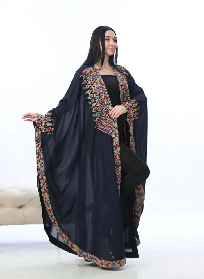 Embroidered Abaya Chiffon For Women Bisht Tatreez Traditional Bisht Embroidery - Image 3 of 4